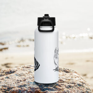 Stainless steel water bottle with a straw lid