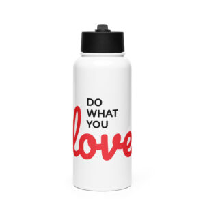 Stainless steel water bottle with a straw lid