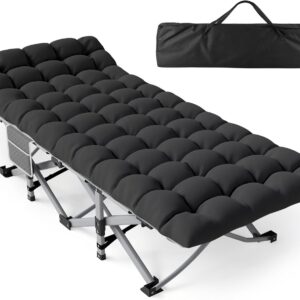 ZENPETIO Heavy-Duty Camping Cot (Folding, Mattress, 500lbs, 75x28x15)
