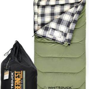 WHITEDUCK Slumbernest Sleeping Bag (0–50°F, Flannel Lined, Compression Sack)