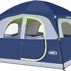 UNP 6-Person Family Camping Tent (Double Layer, Waterproof, Mesh Windows)