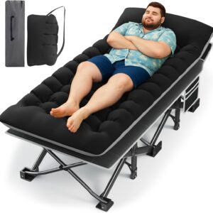 HABUTWAY Camping Cot with Mattress (Extra Wide, Folding, 600lbs Support)