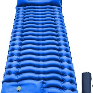 FUN PAC Inflatable Camping Sleeping Pad (Ultralight, Built-in Foot Pump, Pillow)