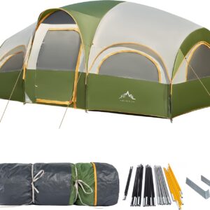 GoHimal 8-Person Family Camping Tent (Waterproof, Windproof, Rainfly)