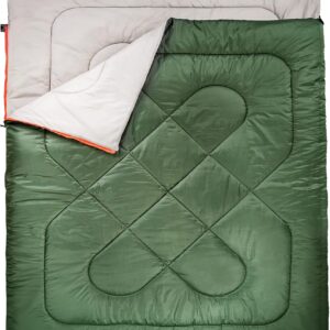 Basics Two-Person Sleeping Bag (40°F Rating, Cool Weather, Lightweight)