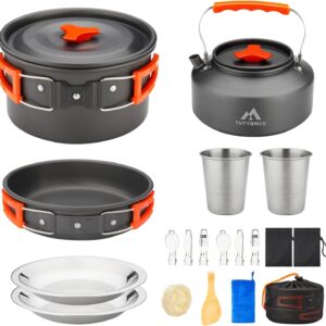 THTYBROS Camping Cookware Set (17-Piece, Aluminum, Portable)