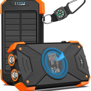 BLAVOR Solar Power Bank Charger (10000mAh, Wireless Charging, Dual Flashlight)