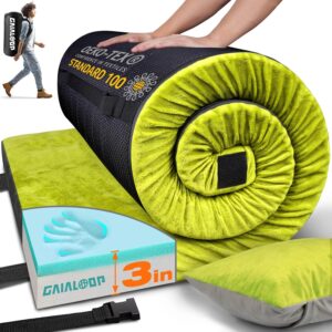 GAIALOOP Memory Foam Camping Mattress (3-Inch Thick, Roll-Up, Portable)